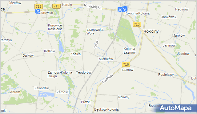 mapa Michałów gmina Rokiciny, Michałów gmina Rokiciny na mapie Targeo