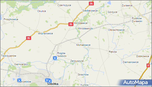 mapa Michałowice gmina Sobótka, Michałowice gmina Sobótka na mapie Targeo