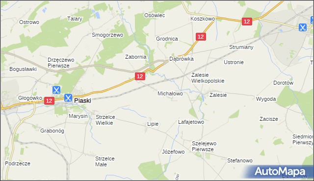mapa Michałowo gmina Piaski, Michałowo gmina Piaski na mapie Targeo