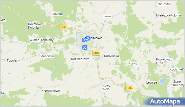 mapa Michałowo-Kolonia, Michałowo-Kolonia na mapie Targeo