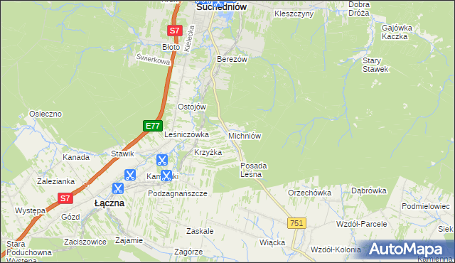 mapa Michniów, Michniów na mapie Targeo