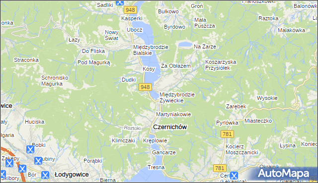 mapa Międzybrodzie Żywieckie, Międzybrodzie Żywieckie na mapie Targeo