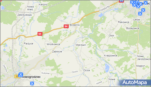 mapa Mierzwin gmina Bolesławiec, Mierzwin gmina Bolesławiec na mapie Targeo