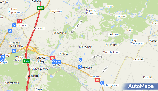 mapa Mierzynek gmina Lubicz, Mierzynek gmina Lubicz na mapie Targeo