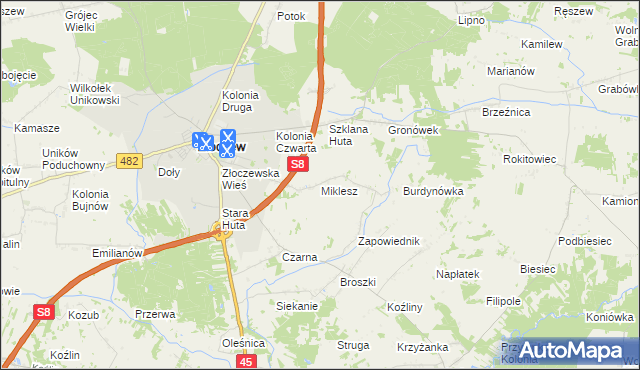 mapa Miklesz, Miklesz na mapie Targeo