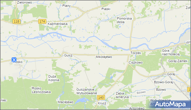 mapa Mikołajewo gmina Czarnków, Mikołajewo gmina Czarnków na mapie Targeo