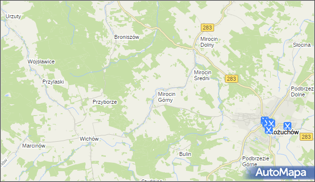 mapa Mirocin Górny, Mirocin Górny na mapie Targeo