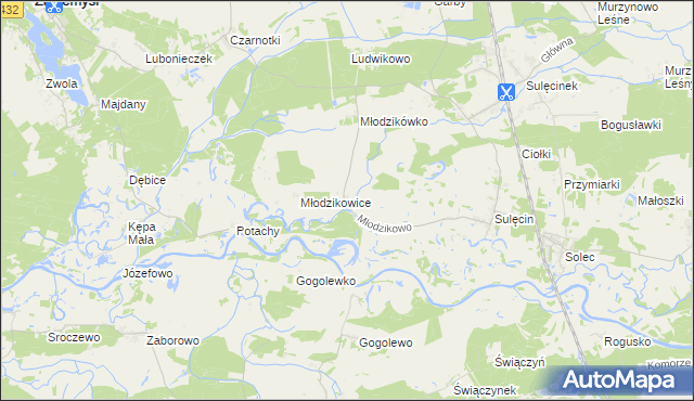 mapa Młodzikowo, Młodzikowo na mapie Targeo