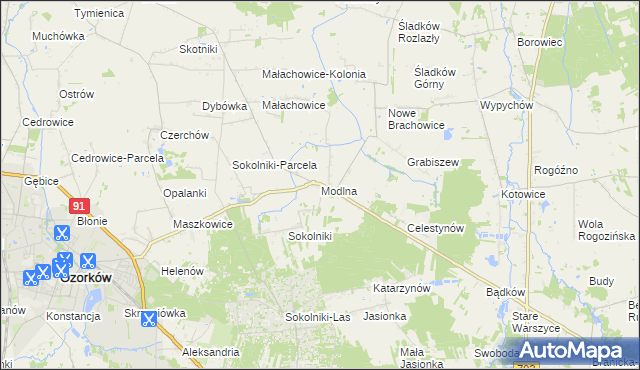 mapa Modlna, Modlna na mapie Targeo