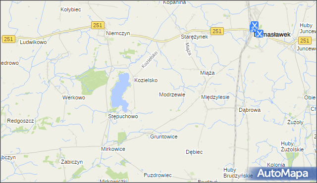 mapa Modrzewie gmina Damasławek, Modrzewie gmina Damasławek na mapie Targeo