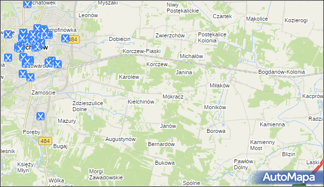 mapa Mokracz, Mokracz na mapie Targeo