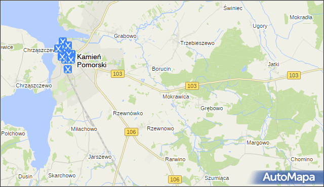 mapa Mokrawica, Mokrawica na mapie Targeo