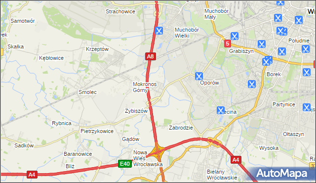 mapa Mokronos Dolny, Mokronos Dolny na mapie Targeo