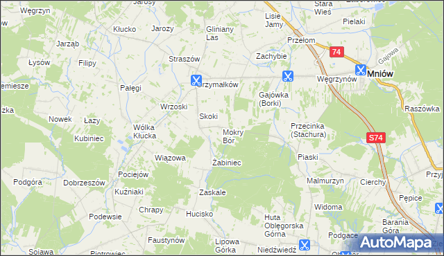 mapa Mokry Bór, Mokry Bór na mapie Targeo