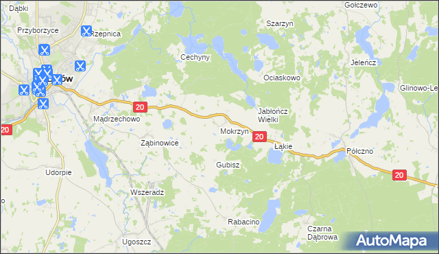 mapa Mokrzyn, Mokrzyn na mapie Targeo