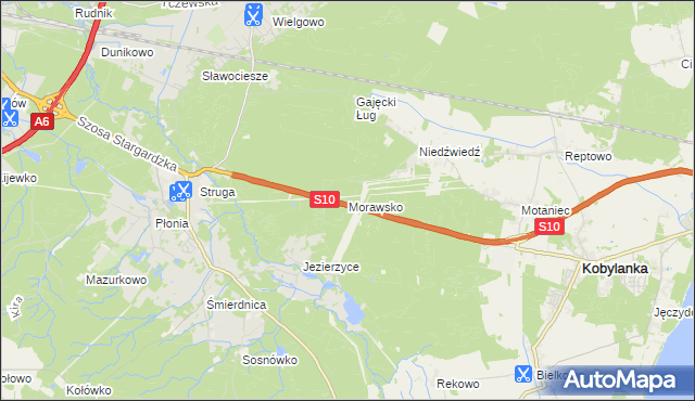 mapa Morawsko gmina Kobylanka, Morawsko gmina Kobylanka na mapie Targeo