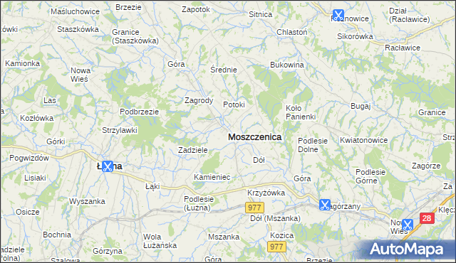 mapa Moszczenica powiat gorlicki, Moszczenica powiat gorlicki na mapie Targeo