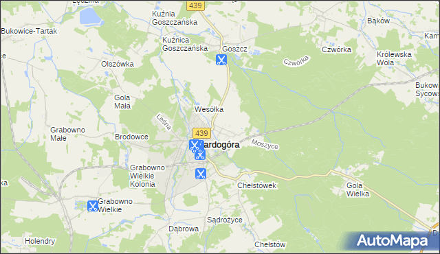 mapa Moszyce, Moszyce na mapie Targeo
