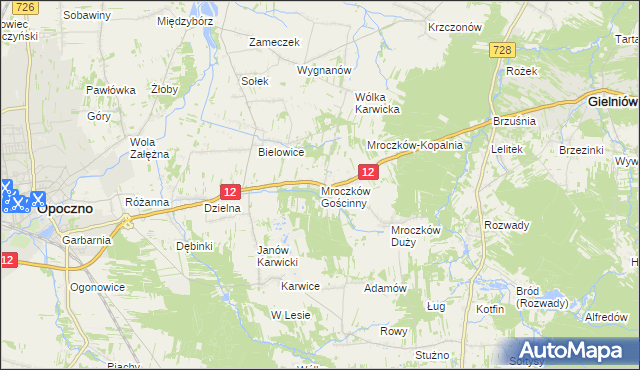 mapa Mroczków Gościnny, Mroczków Gościnny na mapie Targeo