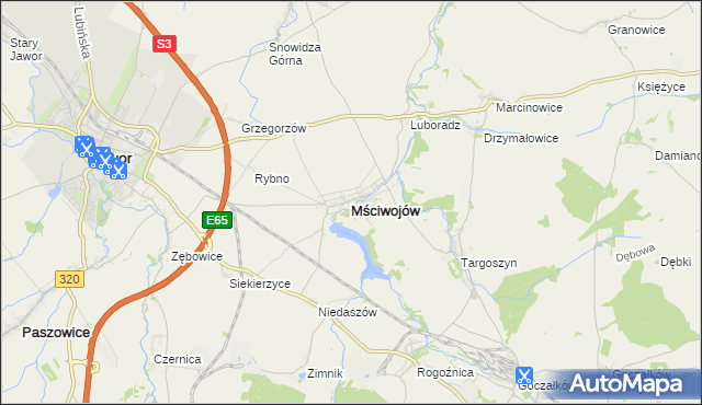 mapa Mściwojów, Mściwojów na mapie Targeo