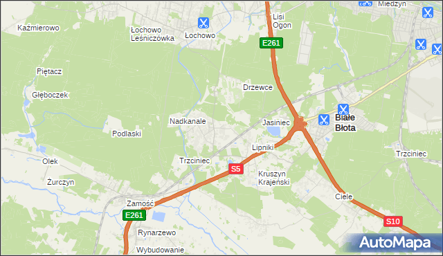 mapa Murowaniec gmina Białe Błota, Murowaniec gmina Białe Błota na mapie Targeo