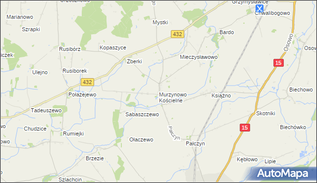 mapa Murzynowo Kościelne, Murzynowo Kościelne na mapie Targeo