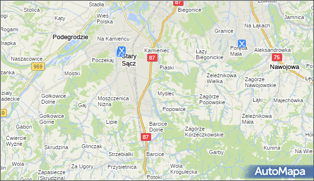 mapa Myślec, Myślec na mapie Targeo