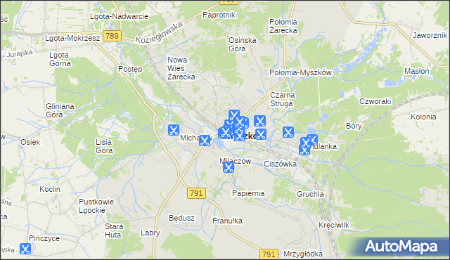 mapa Myszków, Myszków na mapie Targeo