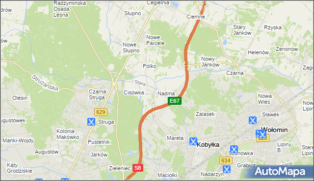 mapa Nadma, Nadma na mapie Targeo