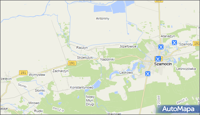 mapa Nadolniki, Nadolniki na mapie Targeo