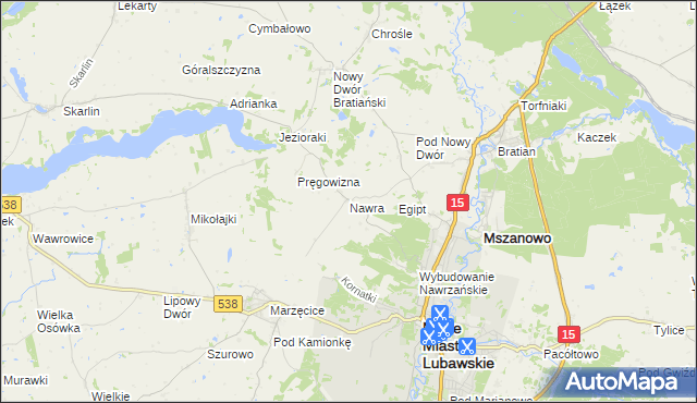 mapa Nawra gmina Nowe Miasto Lubawskie, Nawra gmina Nowe Miasto Lubawskie na mapie Targeo