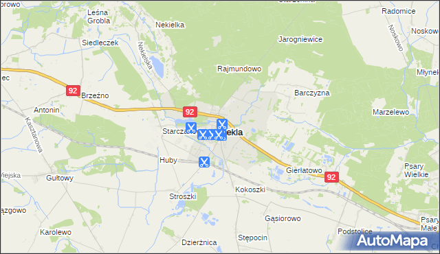 mapa Nekla powiat wrzesiński, Nekla powiat wrzesiński na mapie Targeo