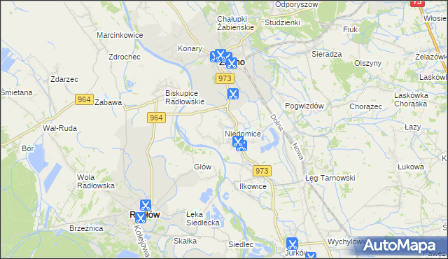 mapa Niedomice, Niedomice na mapie Targeo