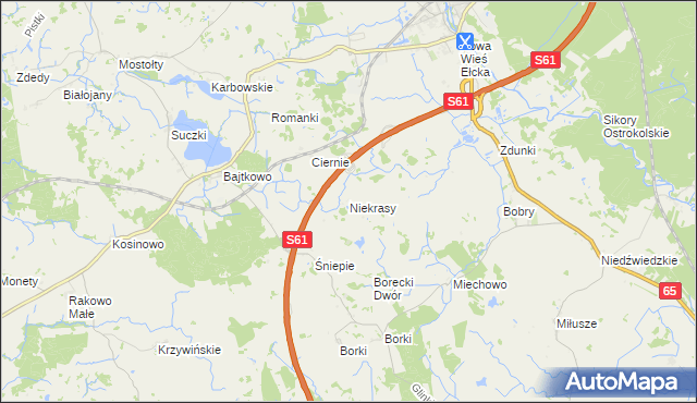 mapa Niekrasy, Niekrasy na mapie Targeo