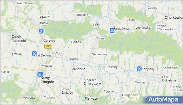 mapa Nienaszów, Nienaszów na mapie Targeo