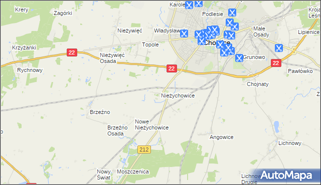 mapa Nieżychowice, Nieżychowice na mapie Targeo