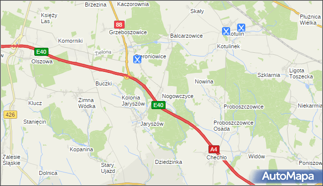 mapa Nogowczyce, Nogowczyce na mapie Targeo