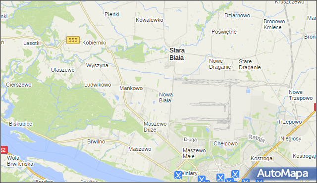mapa Nowa Biała gmina Stara Biała, Nowa Biała gmina Stara Biała na mapie Targeo