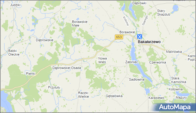 mapa Nowa Wieś gmina Bakałarzewo, Nowa Wieś gmina Bakałarzewo na mapie Targeo