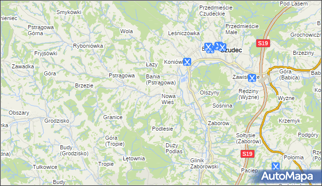 mapa Nowa Wieś gmina Czudec, Nowa Wieś gmina Czudec na mapie Targeo