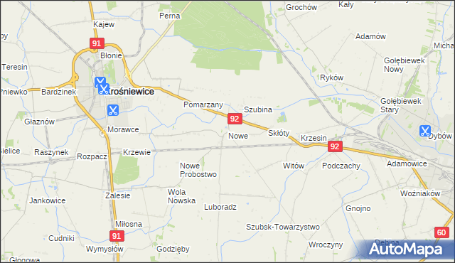 mapa Nowe gmina Krośniewice, Nowe gmina Krośniewice na mapie Targeo