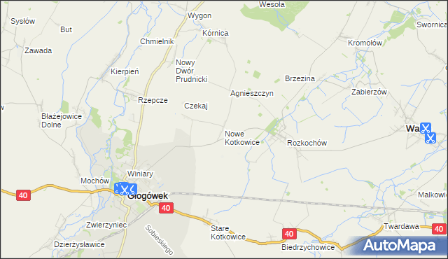 mapa Nowe Kotkowice, Nowe Kotkowice na mapie Targeo