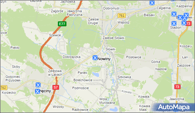 mapa Nowiny gmina Sitkówka-Nowiny, Nowiny gmina Sitkówka-Nowiny na mapie Targeo