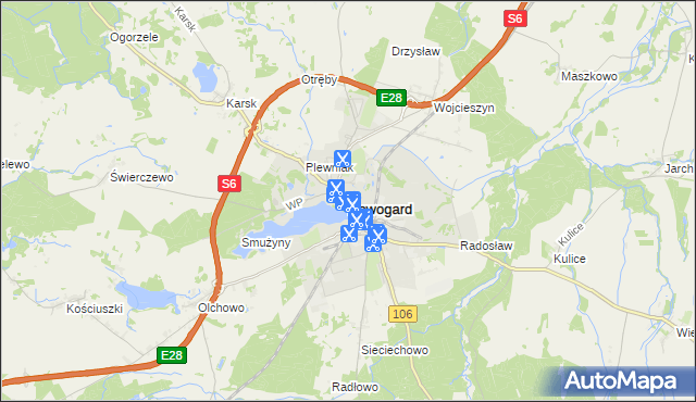 mapa Nowogard, Nowogard na mapie Targeo