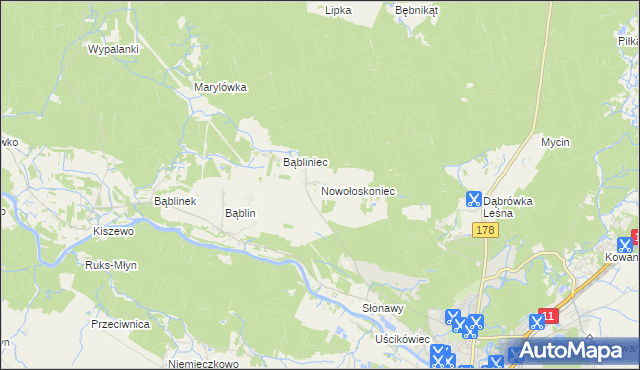 mapa Nowołoskoniec, Nowołoskoniec na mapie Targeo