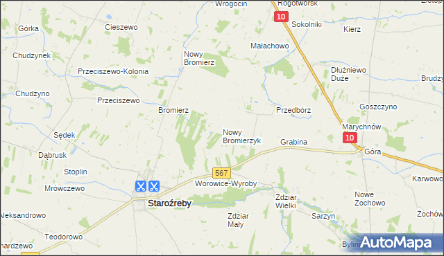 mapa Nowy Bromierzyk, Nowy Bromierzyk na mapie Targeo
