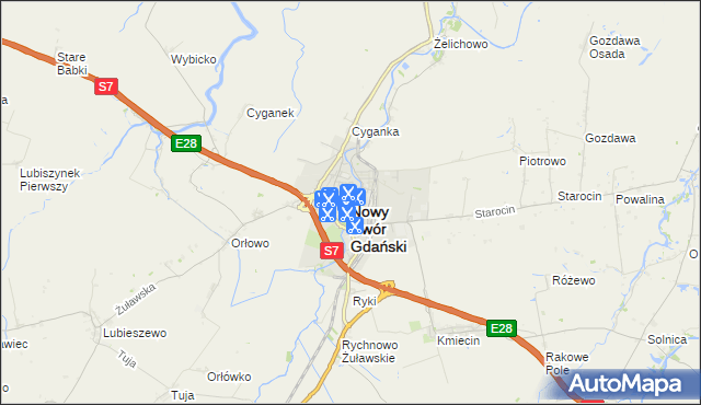 mapa Nowy Dwór Gdański, Nowy Dwór Gdański na mapie Targeo