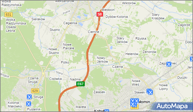 mapa Nowy Janków, Nowy Janków na mapie Targeo