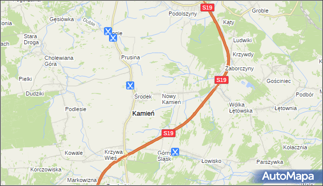 mapa Nowy Kamień gmina Kamień, Nowy Kamień gmina Kamień na mapie Targeo