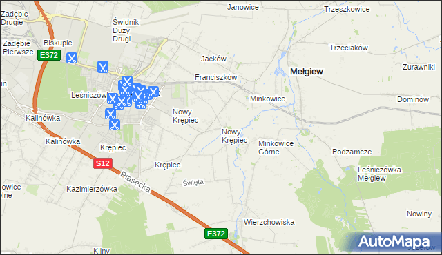 mapa Nowy Krępiec, Nowy Krępiec na mapie Targeo